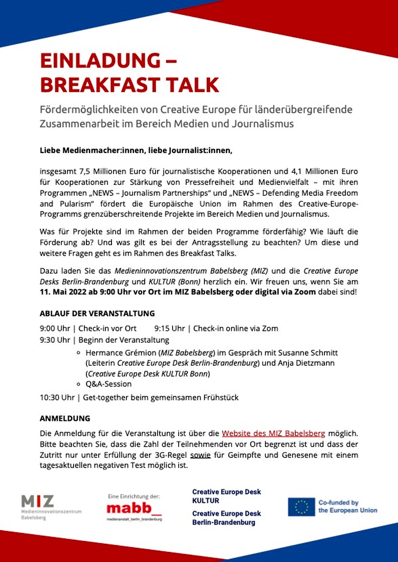 Informationsveranstaltung „Breakfast Talk“, Blankenfelde-Mahlow